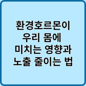 환경호르몬이 우리 몸에 미치는 영향